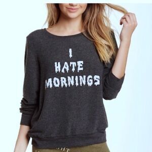 WILDFOX I Hate Mornings Baggy Beach Jumper Sweatshirt Size Small‎